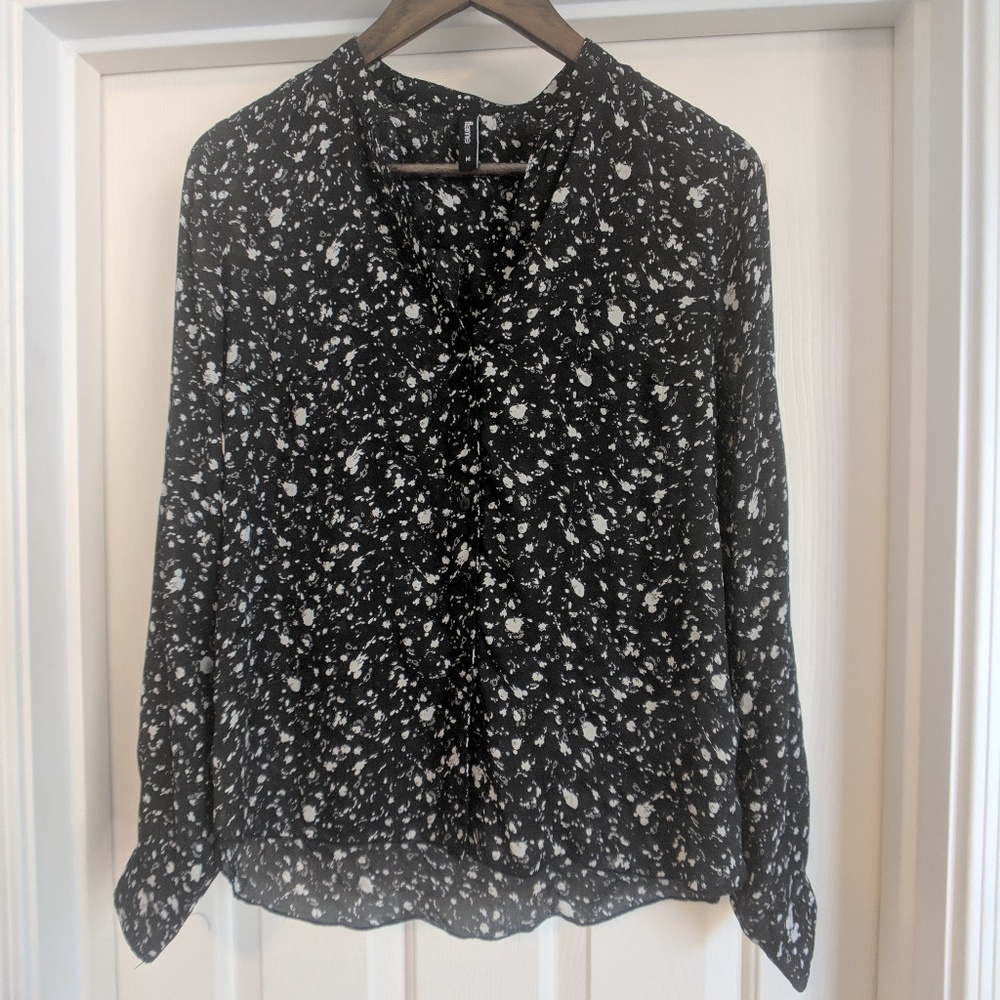 Black and white button up blouse